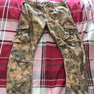 Bleach washed fatigue slim fit cargo pants